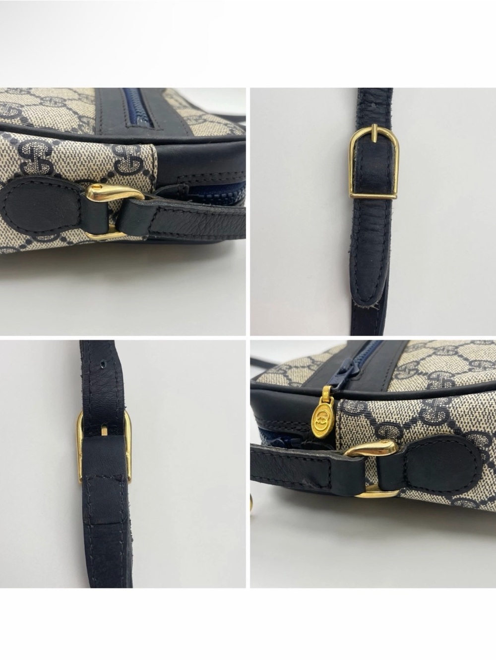 Authentic Gucci GG Supreme Sherry Line Leather Navy Shoulder Bag comes with COA - Picture 7 of 12